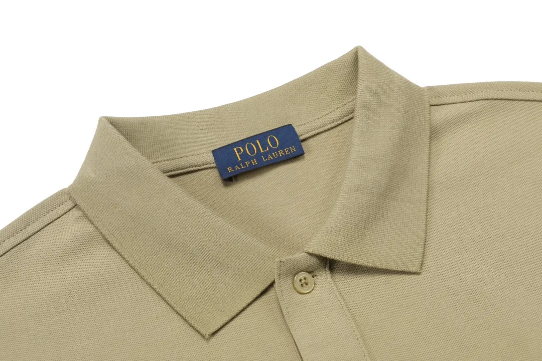 🅿️190 RALPH LAUREN 2025 new style classic polo embroidered little bee logo, same style for men and women, casual polo shirt ·Customized pique cotton fabric ·Imported Tajima machine embroidery technology ·Collar label, hangtag, main mark and three labels complete Color: Khaki Size: M-XXXL